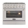 Kucht Professional 36 in. 5.2 cu ft. Propane Gas Range with Silver Knobs,- KNG361/LP-S