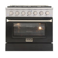 Kucht Professional 36 in. 5.2 cu ft. Natural Gas Range with Black Door and Silver Knobs -  KNG361-K