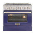 Kucht Professional 36 in. 5.2 cu ft. Natural Gas Range with Blue Door and Silver Knobs - KNG361-B