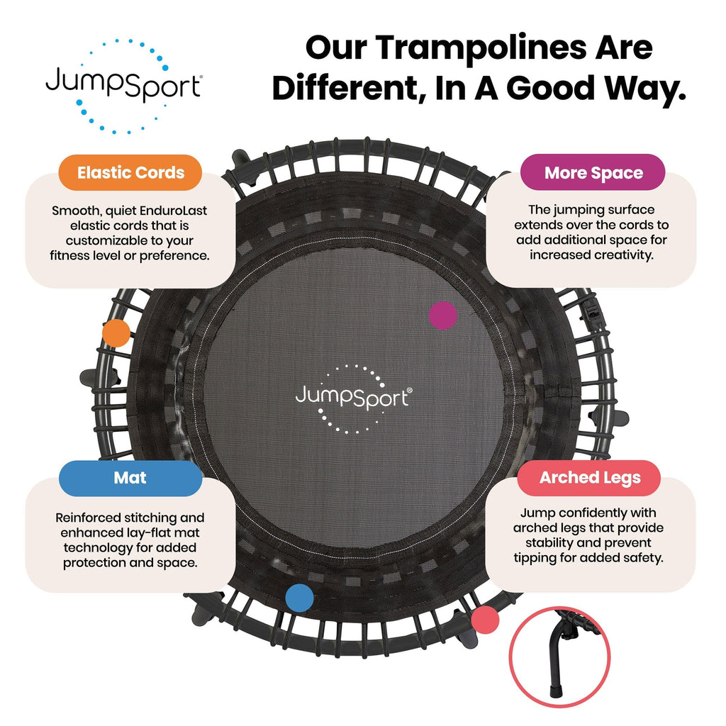 Disc-O-Bed JumpSport 350f Indoor Lightweight 39-Inch Folding Fitness Trampoline, Black - 168414