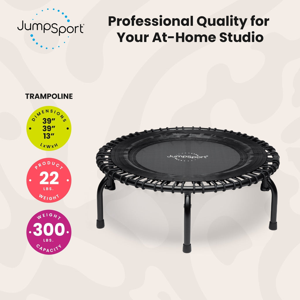 Disc-O-Bed JumpSport 370 PRO Indoor Heavy Duty Lightweight 39 In Fitness Trampoline, Black - 168418