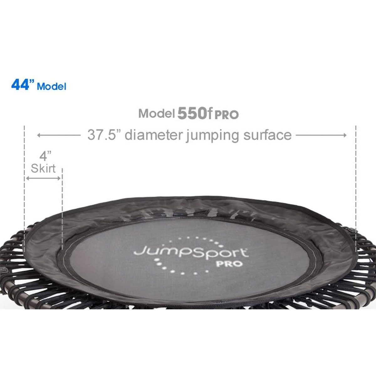 Disc-O-Bed JumpSport 550f PRO Indoor Lightweight 44 Inch Folding Fitness Trampoline, Black - 168419