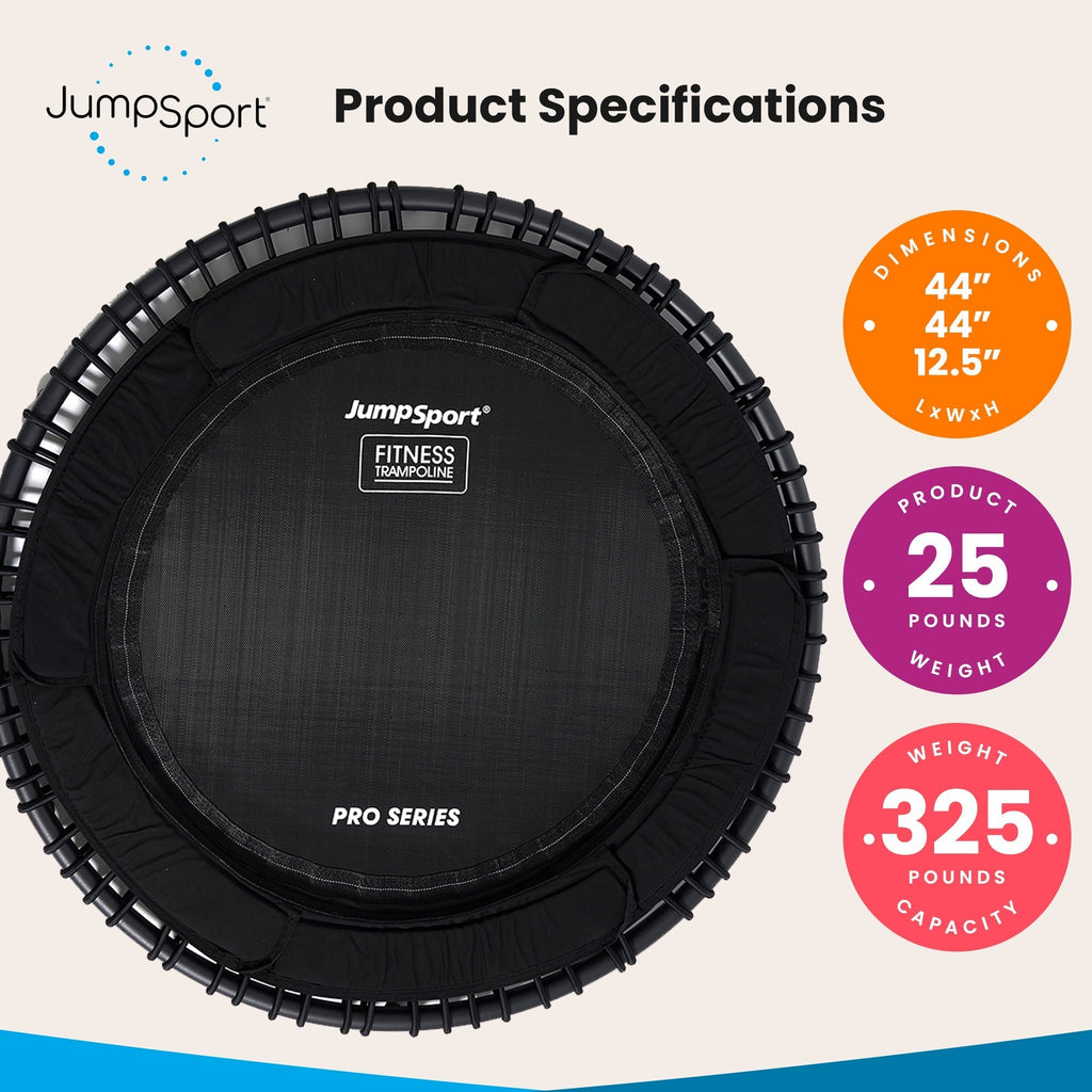 Disc-O-Bed JumpSport 570 PRO Indoor Durable Lightweight 44-Inch Fitness Trampoline, Black - 168420