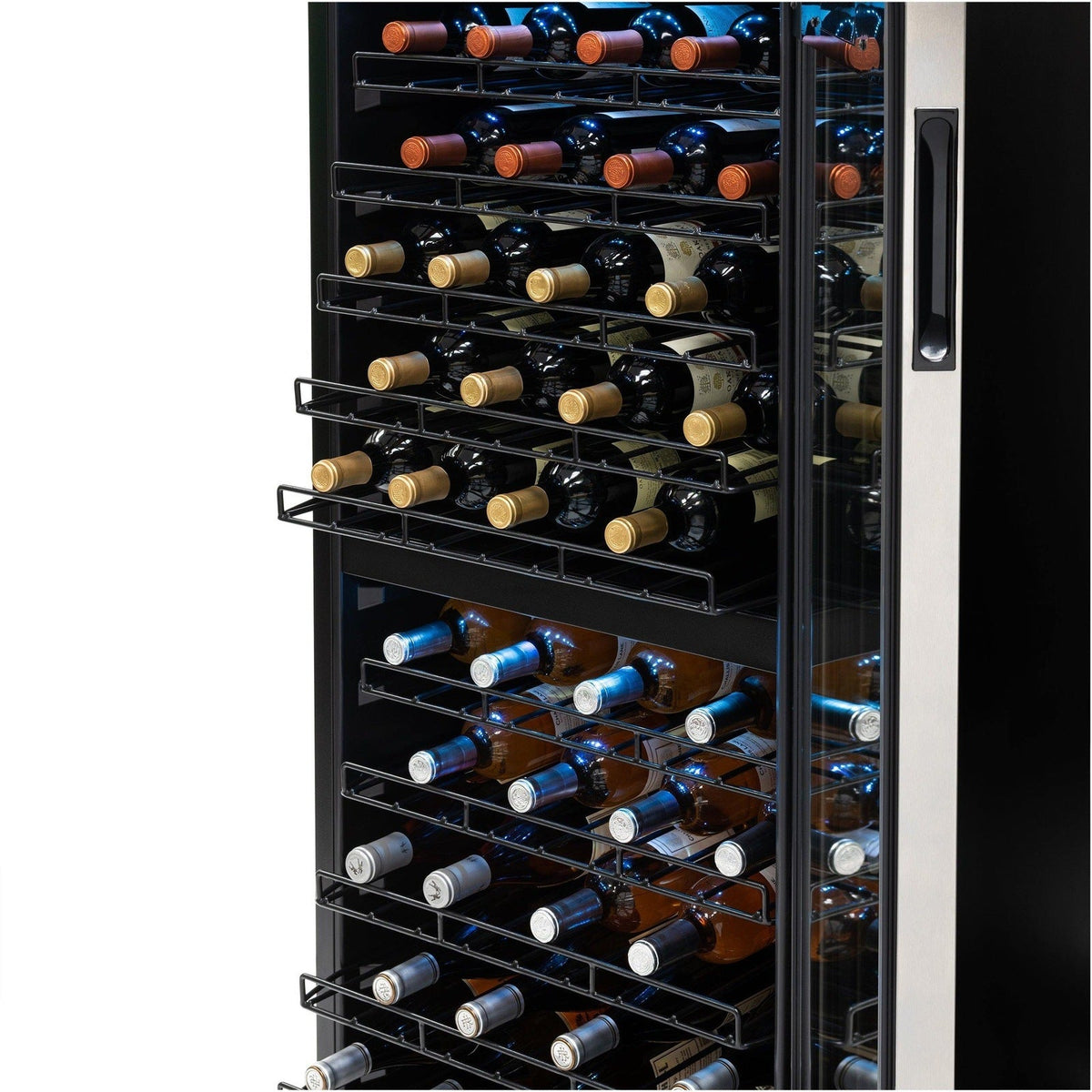 Newair - 98-Bottle Dual-Zone Freestanding Wine Cooler (NWC098SS00) w/ Low-Vibration Ultra-Quiet Inverter Compressor & Adjustable Racks