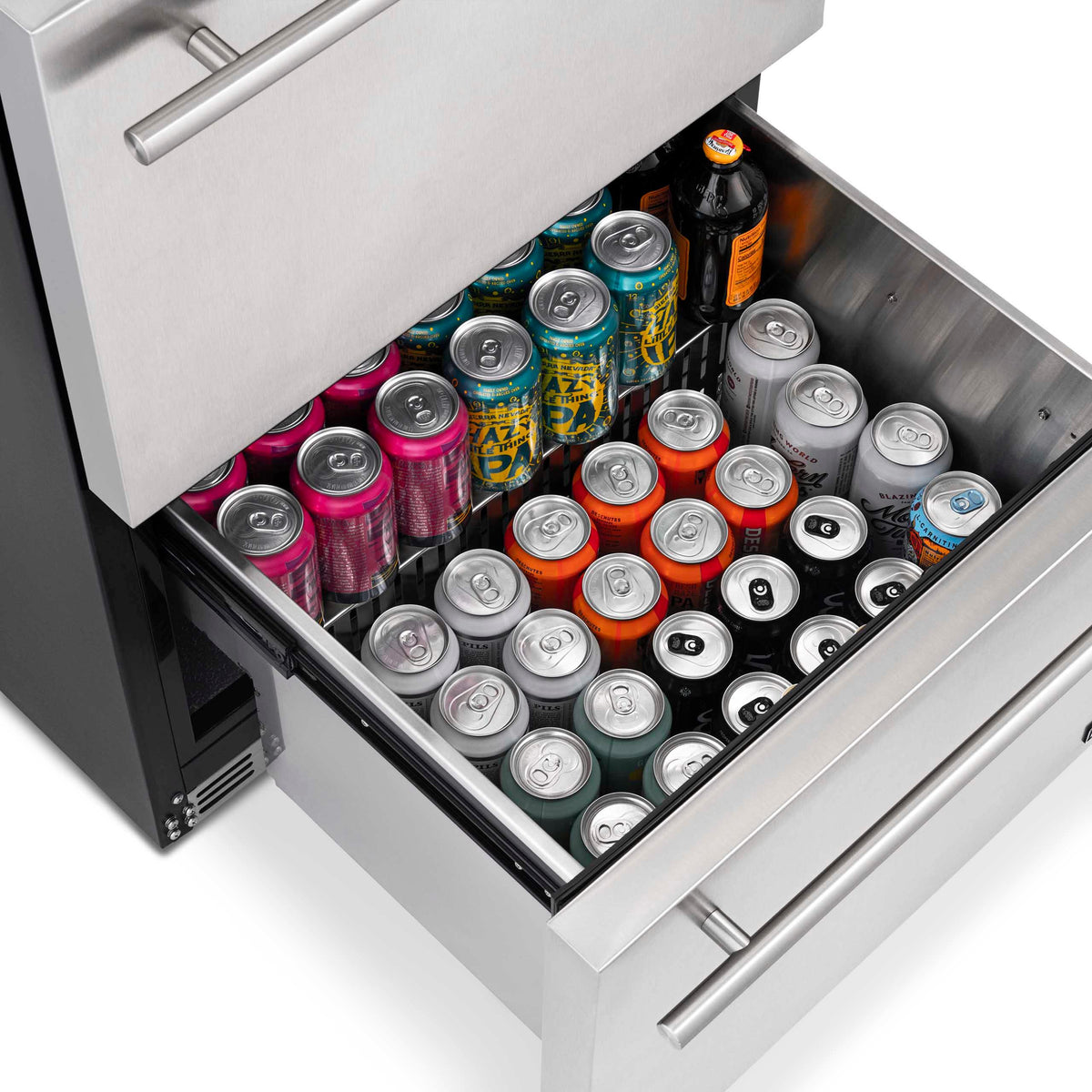 Newair - 24” 20-Bottle/80 Can Dual-Zone Built-in/Freestanding Outdoor Dual Drawer Wine & Beverage Center (NOF100SS00)