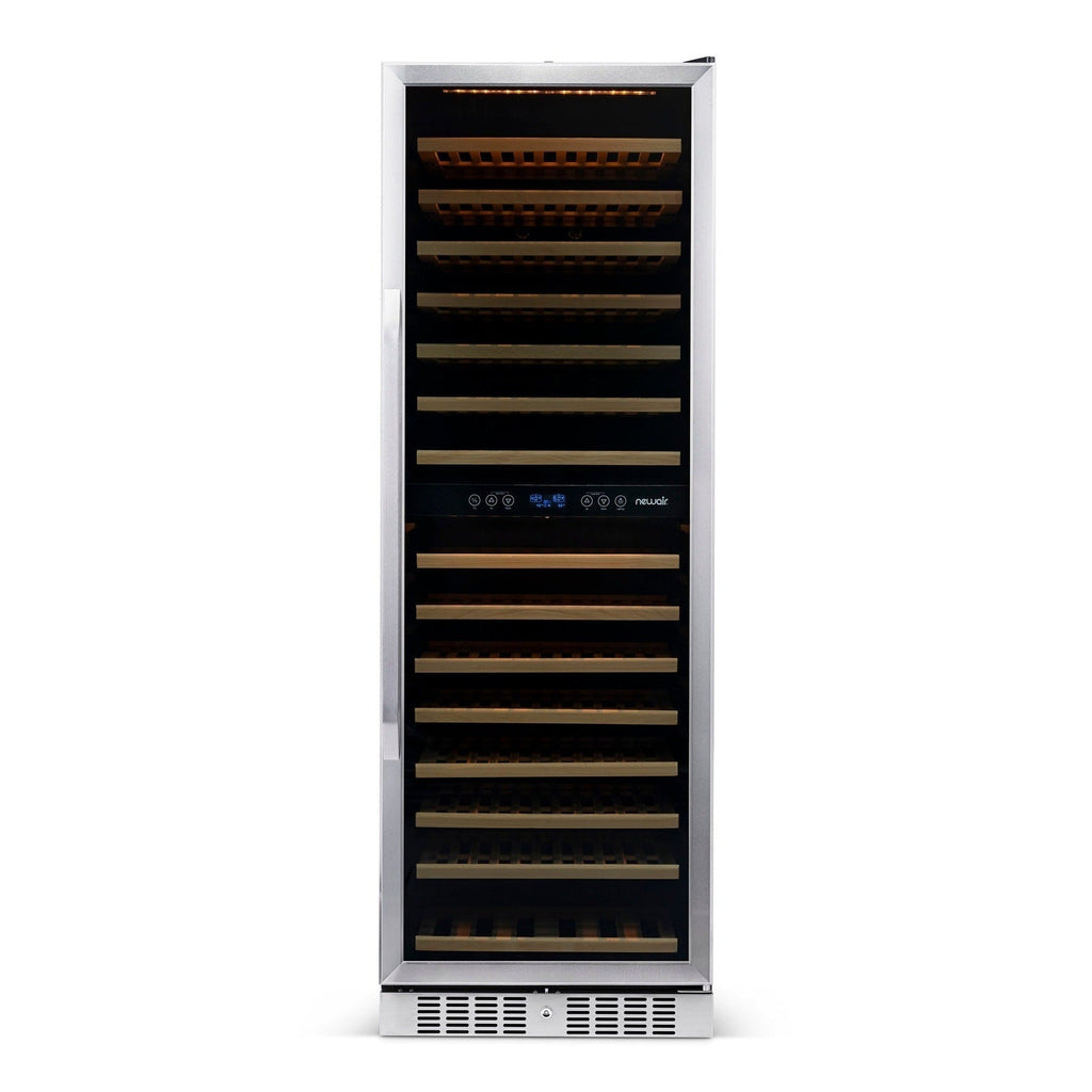Newair - 27” 160-Bottle Dual-Zone Built-in/Freestanding Stainless Steel Wine Fridge (AWR-1600DB) - w/ Smooth Rolling Shelves