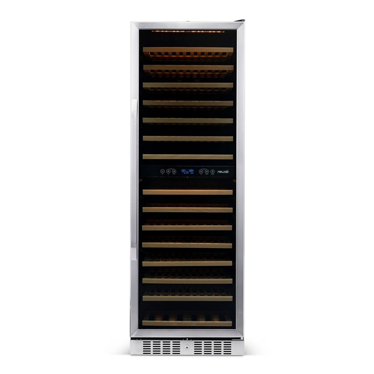 Newair - 27” 160-Bottle Dual-Zone Built-in/Freestanding Stainless Steel Wine Fridge (AWR-1600DB) - w/ Smooth Rolling Shelves
