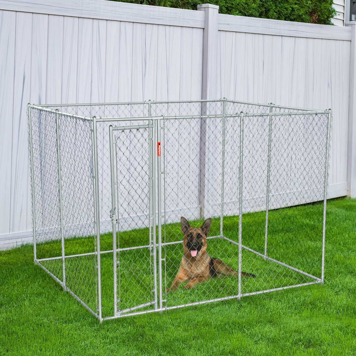 Lucky Dog 10' x 10' Heavy Duty Outdoor Chain Link Dog Kennel w/ Door (3 Pack) - 174144