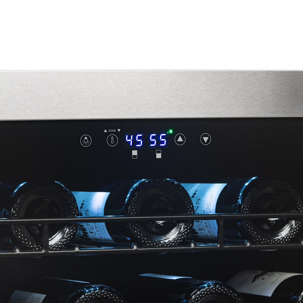 Newair - 76-Bottle Dual-Zone Freestanding Wine Cooler w/ Low-Vibration Ultra-Quiet Inverter Compressor (NWC076SS00)