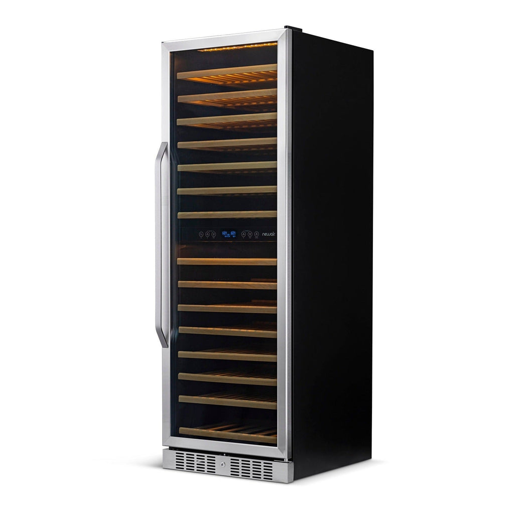 Newair - 27” 160-Bottle Dual-Zone Built-in/Freestanding Stainless Steel Wine Fridge (AWR-1600DB) - w/ Smooth Rolling Shelves
