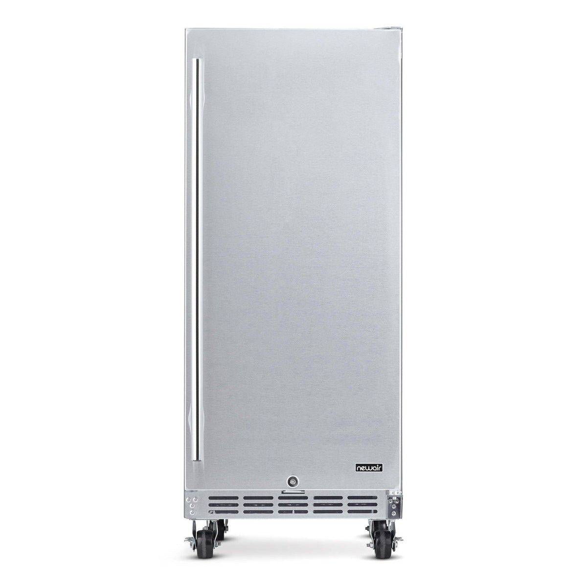 NewAir - 15" 90-Can Weatherproof Outdoor Beverage Center (NOF090SS00) Stainless Steel w/ Auto-Closing Door & Easy Glide Casters