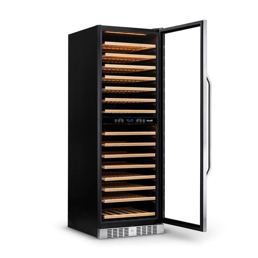 Newair - 27” 160-Bottle Dual-Zone Built-in/Freestanding Stainless Steel Wine Fridge (AWR-1600DB) - w/ Smooth Rolling Shelves