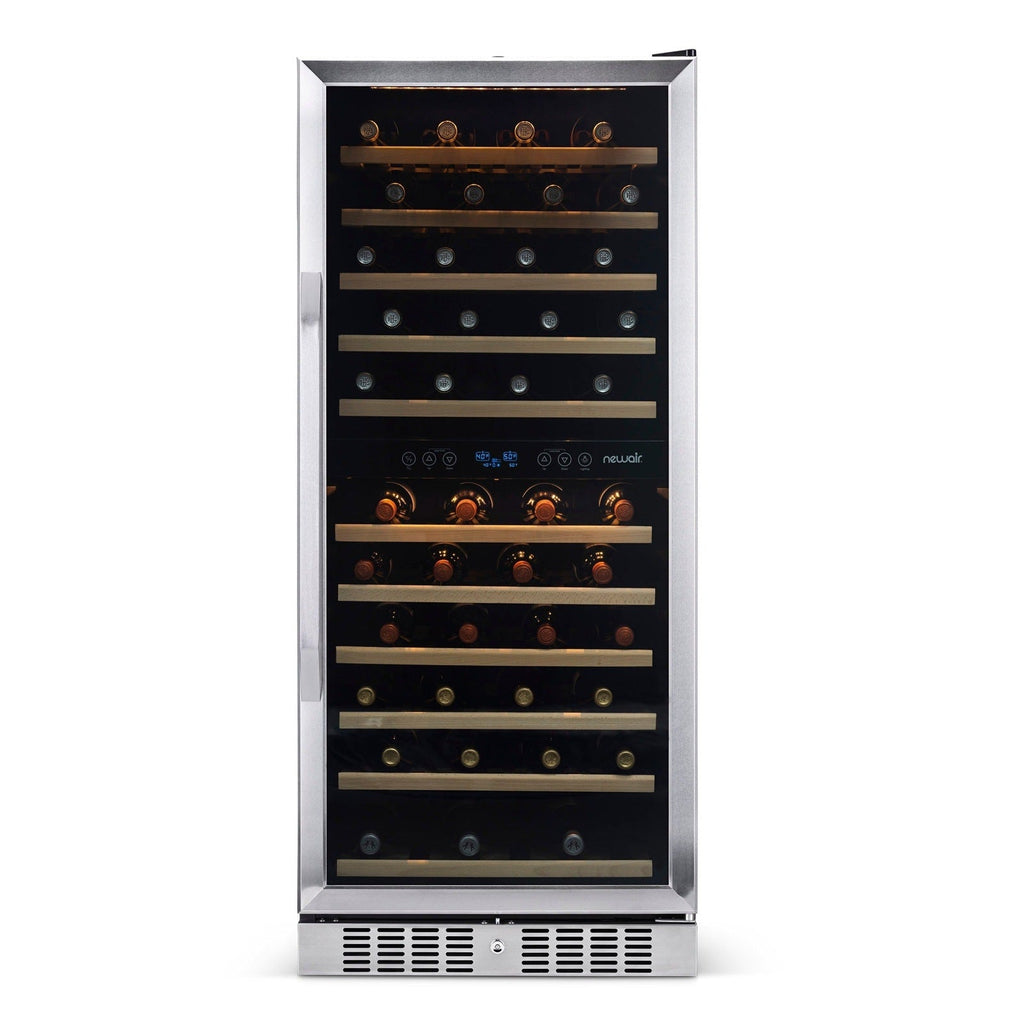 Newair - 27” 116-Bottle Dual-Zone Built-in Stainless Steel Wine Cooler (AWR-1160DB)
