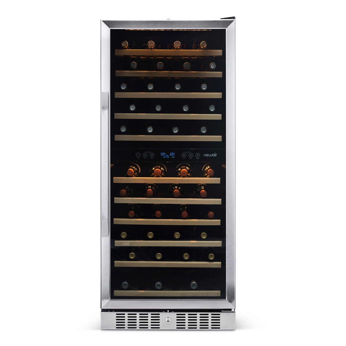 Newair - 27” 116-Bottle Dual-Zone Built-in Stainless Steel Wine Cooler (AWR-1160DB)