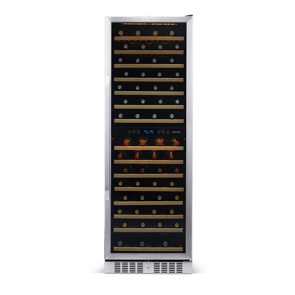 Newair - 27” 160-Bottle Dual-Zone Built-in/Freestanding Stainless Steel Wine Fridge (AWR-1600DB) - w/ Smooth Rolling Shelves