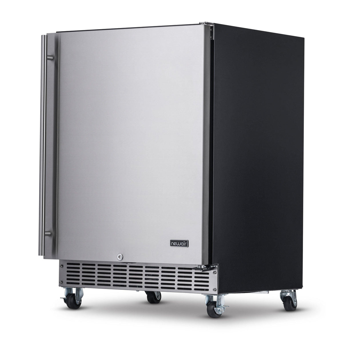 Newair - 24” 160-Can Built-in/Portable Weatherproof Outdoor Beverage Fridge (NOF160SS00) - Stainless Steel w/ Auto-Closing Door & Easy Glide Casters