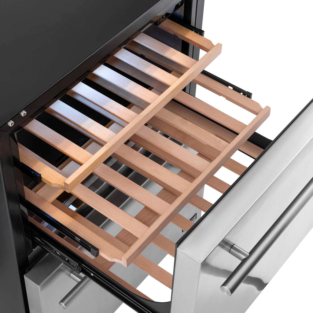 Newair - 24” 20-Bottle/80 Can Dual-Zone Built-in/Freestanding Outdoor Dual Drawer Wine & Beverage Center (NOF100SS00)
