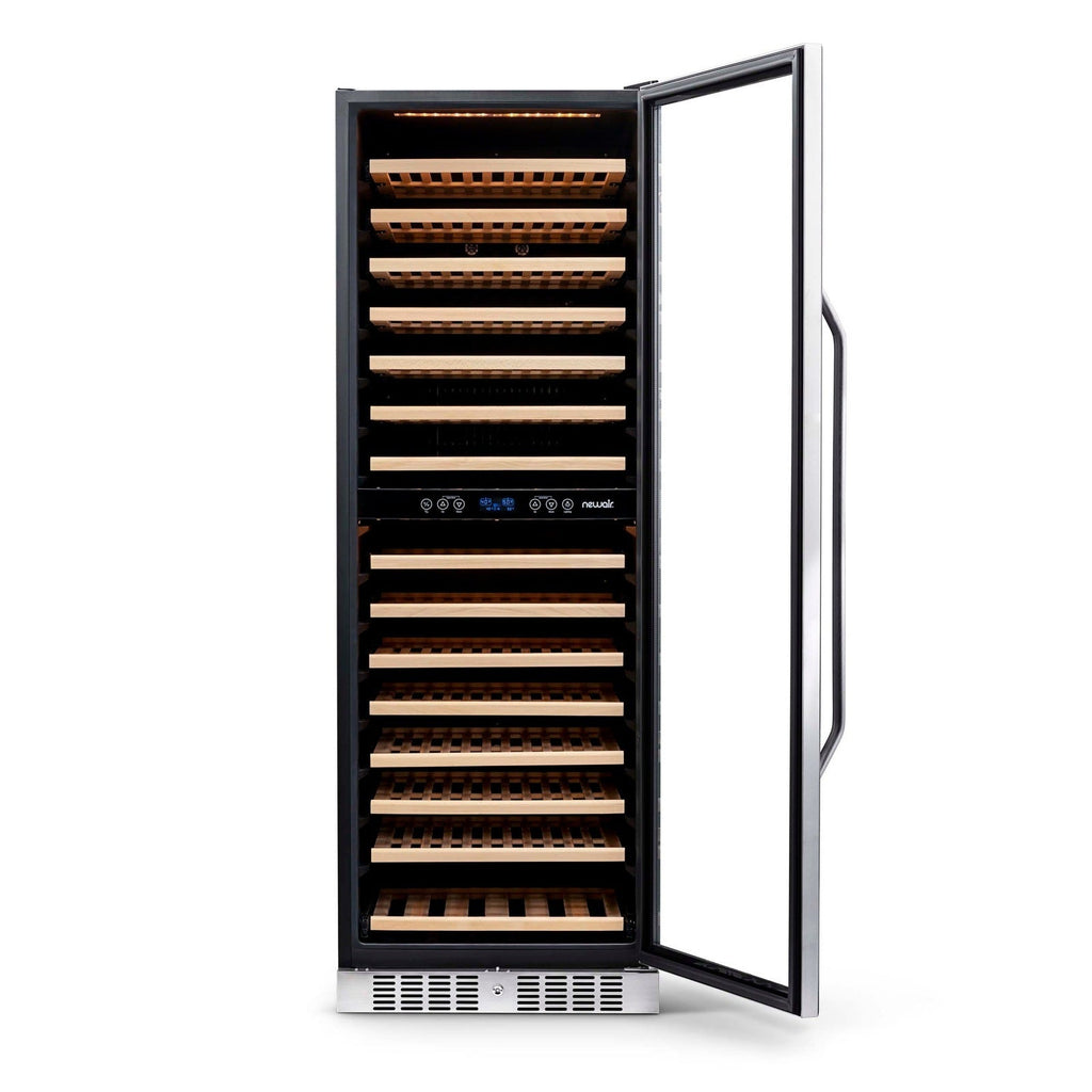 Newair - 27” 160-Bottle Dual-Zone Built-in/Freestanding Stainless Steel Wine Fridge (AWR-1600DB) - w/ Smooth Rolling Shelves