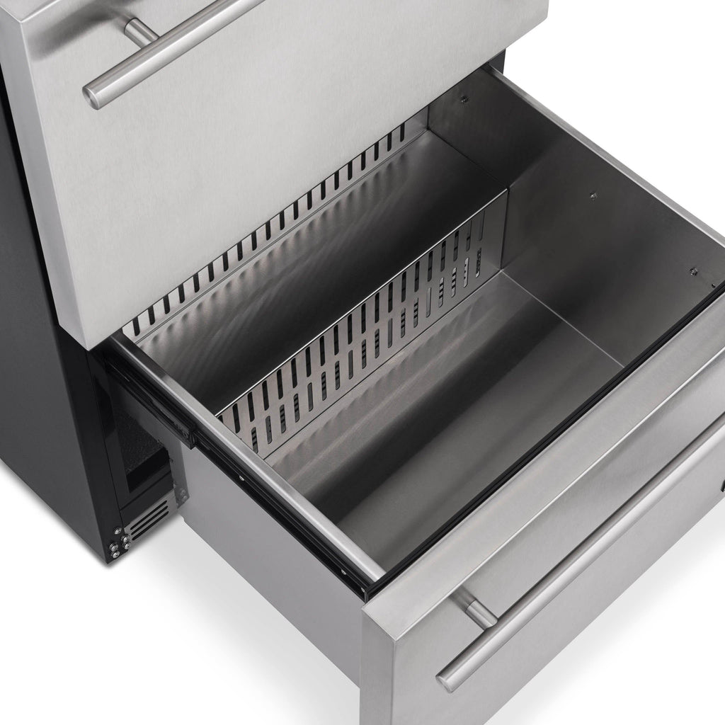 Newair - 24” 20-Bottle/80 Can Dual-Zone Built-in/Freestanding Outdoor Dual Drawer Wine & Beverage Center (NOF100SS00)