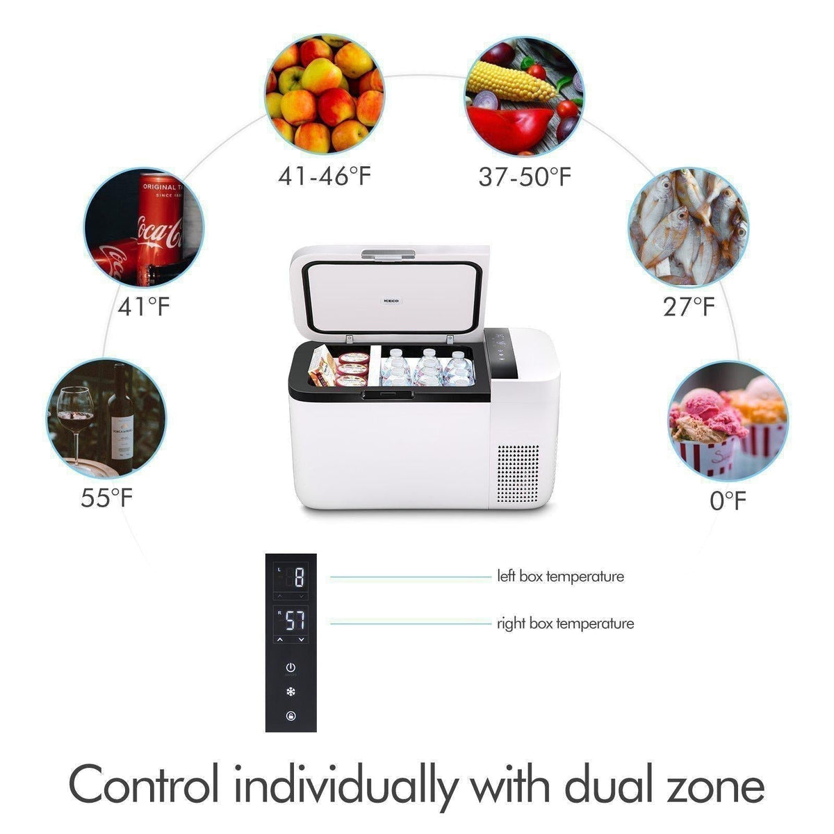 ICECO21QT GO20 Dual Zone 12V Car Fridge with Magnetic Power Bank - GO20G-magnetic-battery