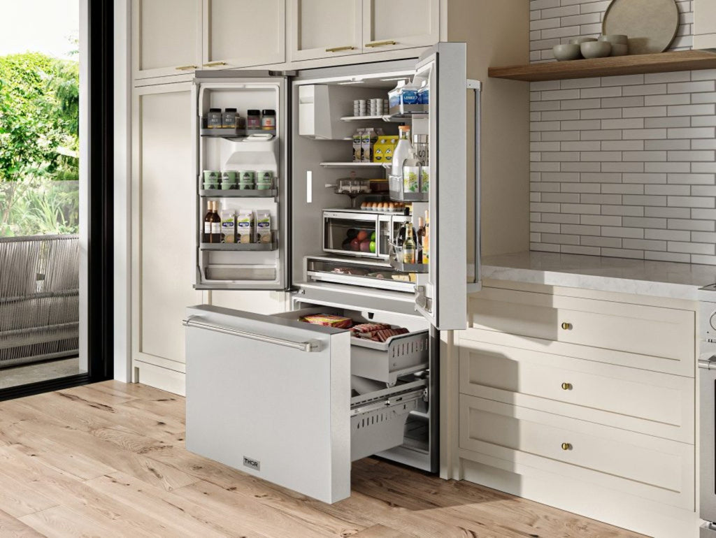 Thor Kitchen 36 Inch Professional French Door Refrigerator with Ice and Water Dispenser – Model - TRF3628FFD