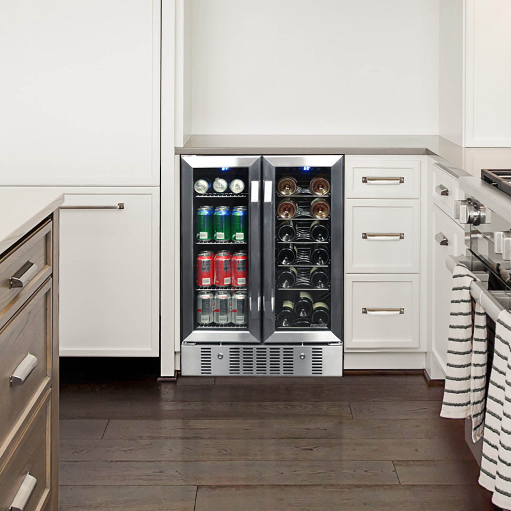 Newair - 24” 18-Bottle/58 Can Dual-Zone French Door Wine & Beverage Center (AWB-360DB)
