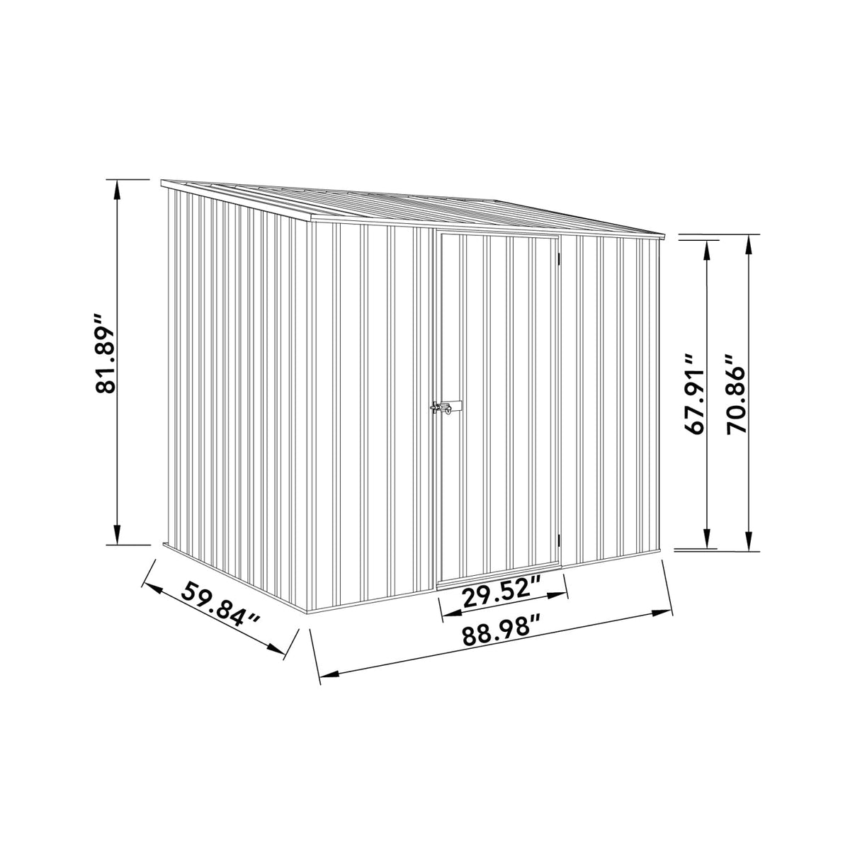 Palram  Absco | 7.5x5x7 ft Single Door Space Saver Metal Garden Shed - Woodland Gray - AB1108