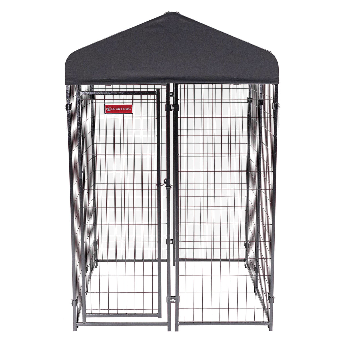 Lucky Dog STAY Series 4 x 4 x 6 Foot Roofed Steel Frame Studio Dog Kennel, Grey - 268849