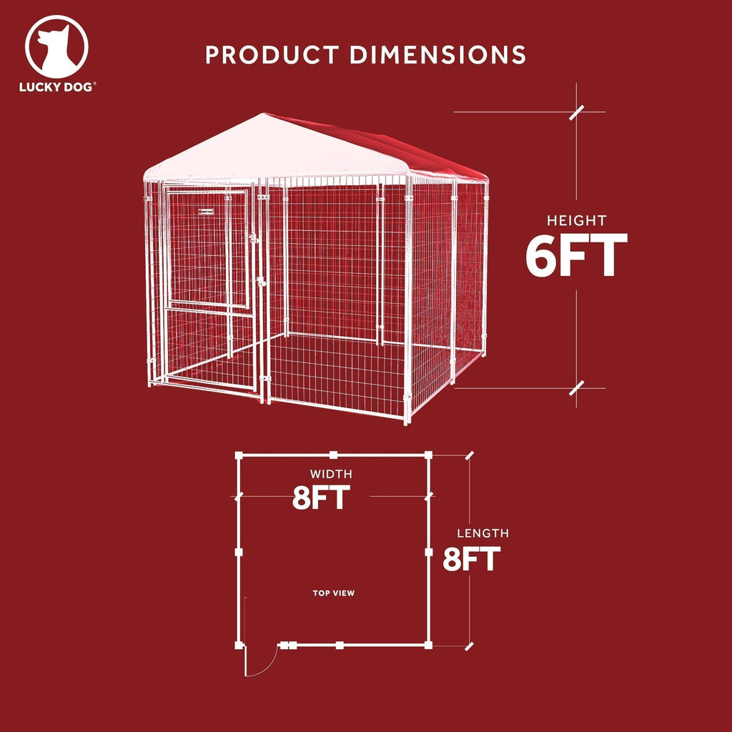 Lucky Dog STAY Series 8 x 8 x 6 Foot Roofed Steel Frame Executive Dog Kennel - 268968