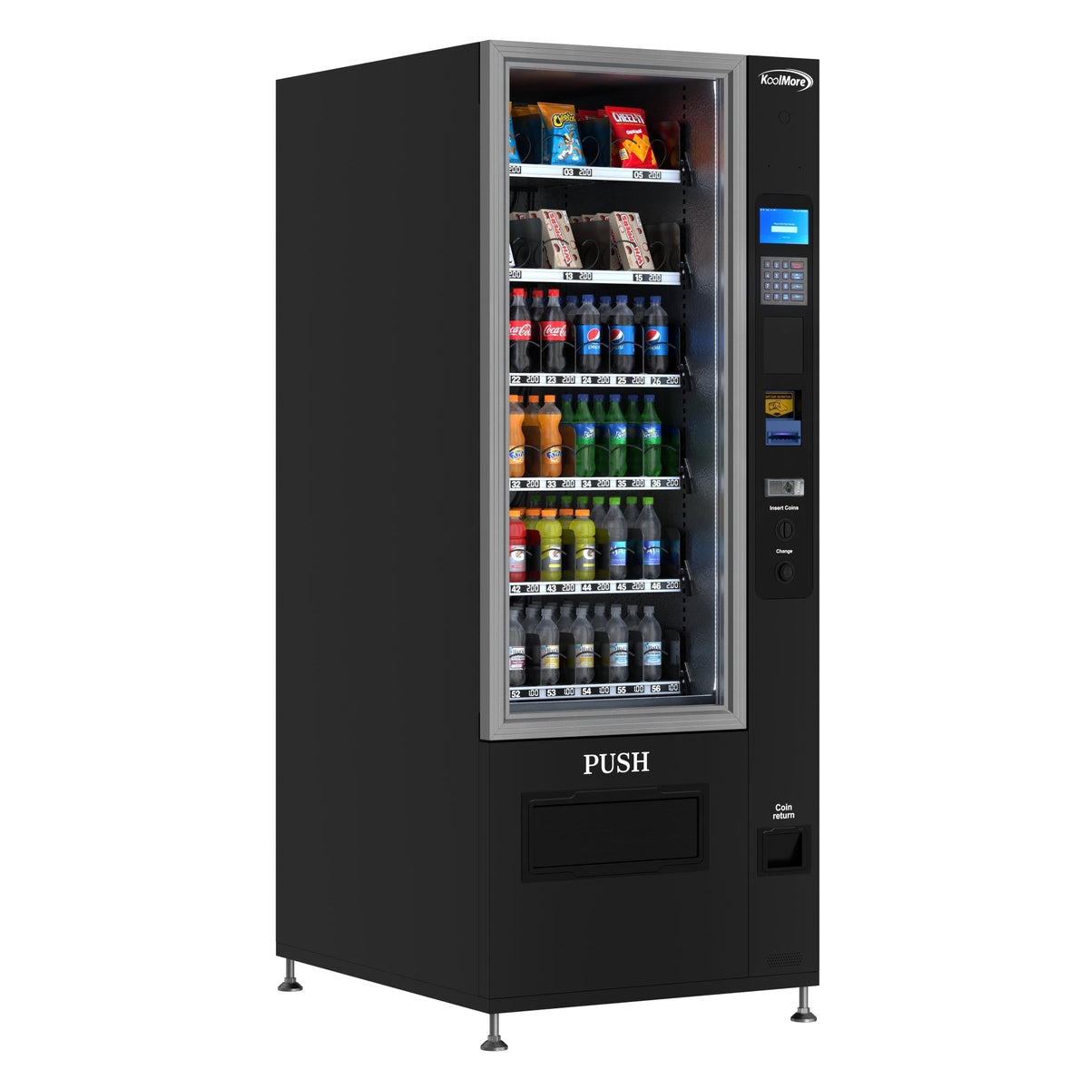 KOOLMORE KMVMR30B Refrigerated Snack and Drink Vending Machine with 36 Slots and Bill acceptor in Black (KM-VMR-30-B)
