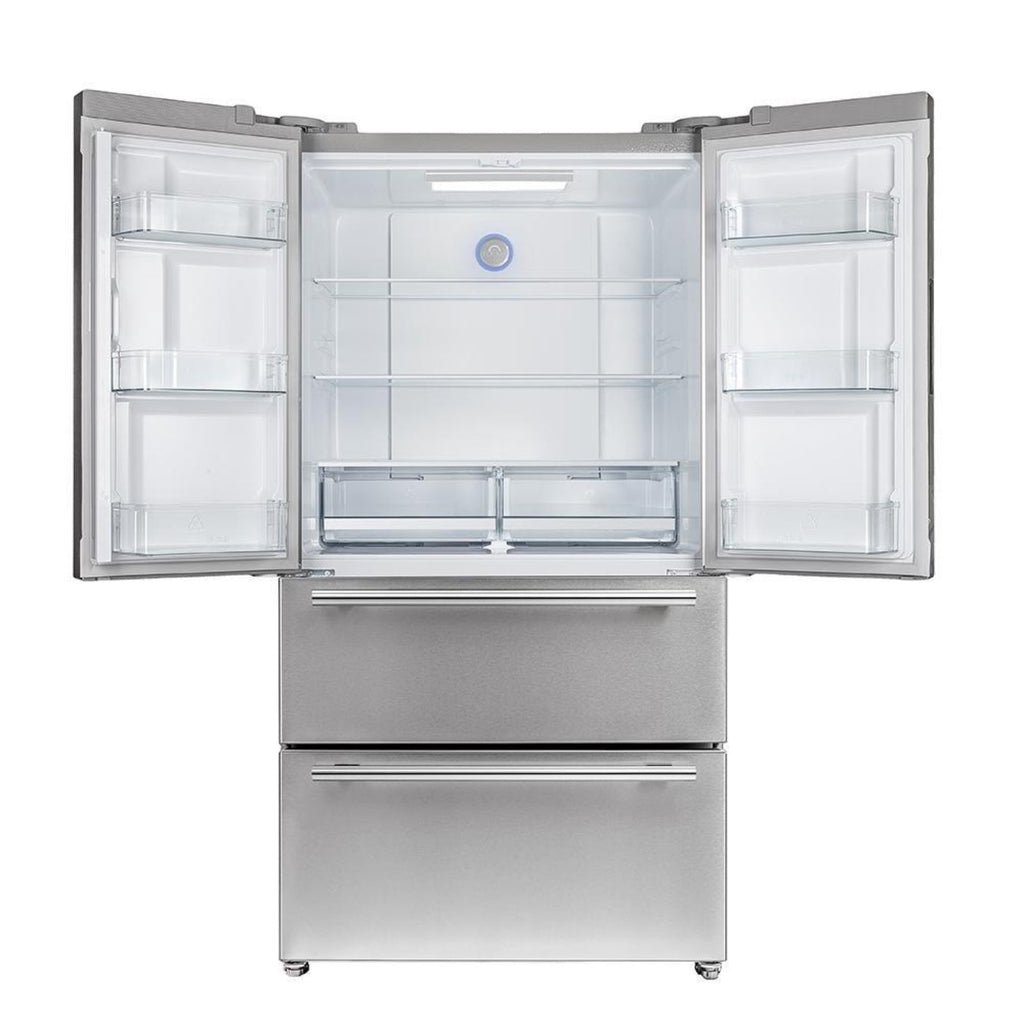 Forno 5-Piece Pro Appliance Package - 30-Inch Dual Fuel Range, Refrigerator, Wall Mount Hood with Backsplash, 24-Inch Microwave Oven, & 3-Rack Dishwasher in Stainless Steel - AP5-6187-30-MWO