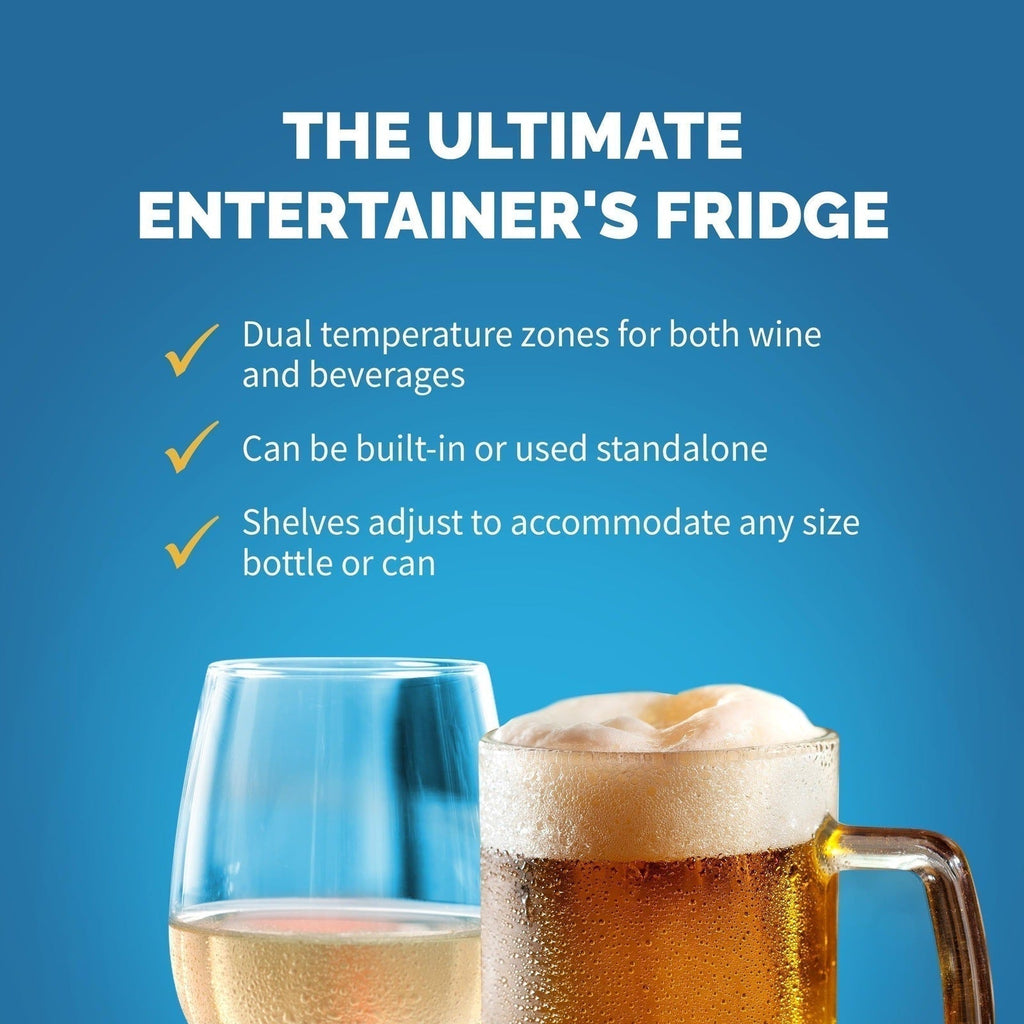 Newair - 24” 18-Bottle/58 Can Dual-Zone French Door Wine & Beverage Center (AWB-360DB)