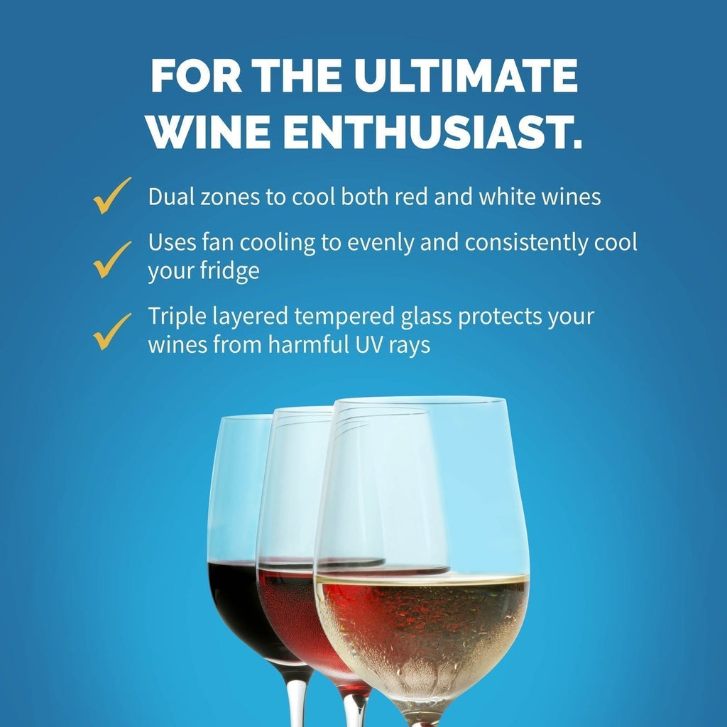 NewAir - 15" 29-Bottle Dual-Zone Wine Cooler (AWR-290DB) Stainless Steel w/ Beech Wood Shelves