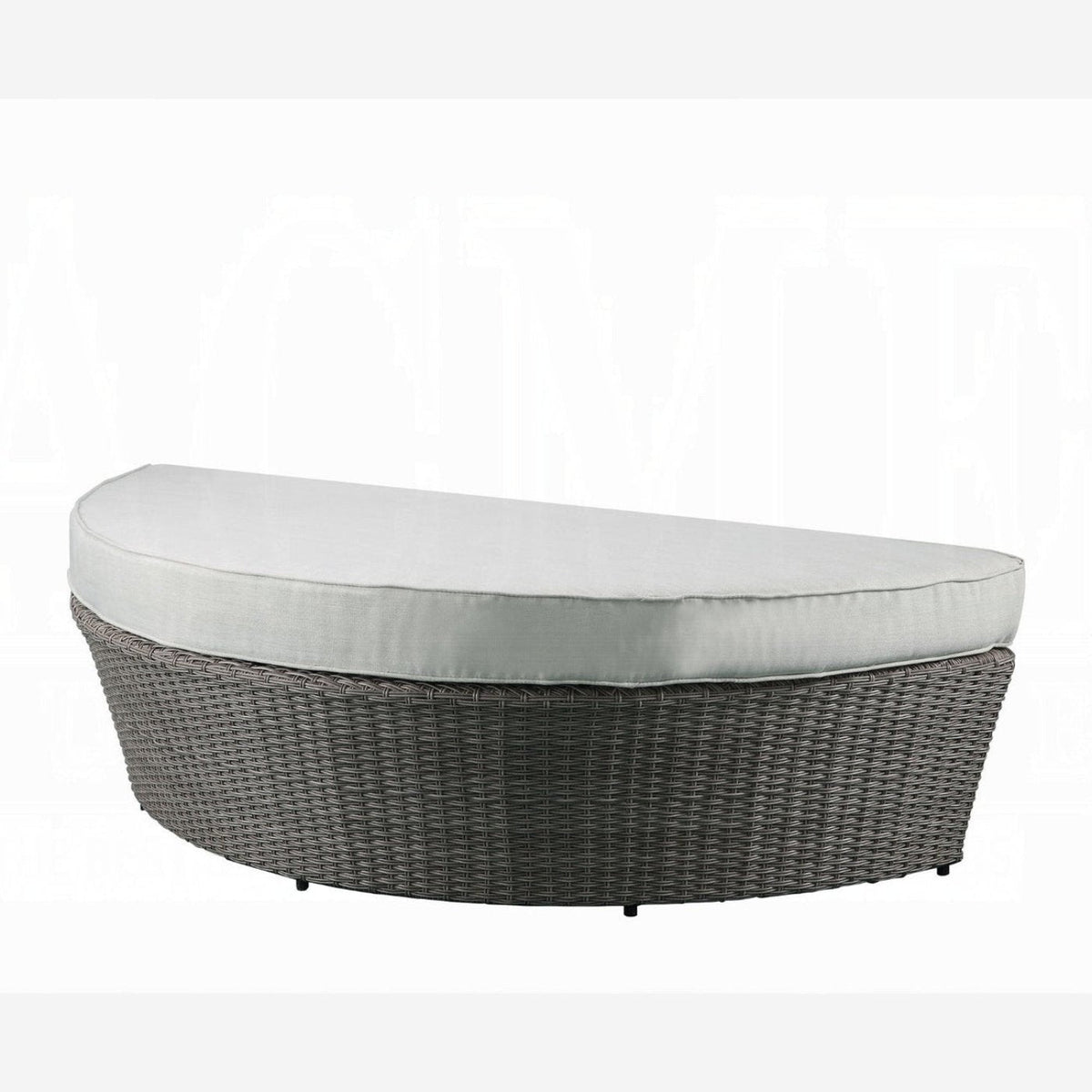 HomeRoots Outdoors  Beige Fabric And Gray Wicker Patio Canopy Daybed and Ottoman Set - 318799