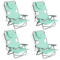 Disc-O-Bed On Your Back Folding Reclining Outdoor Camping Lawn Chair, Teal (4 Pack) - 323212