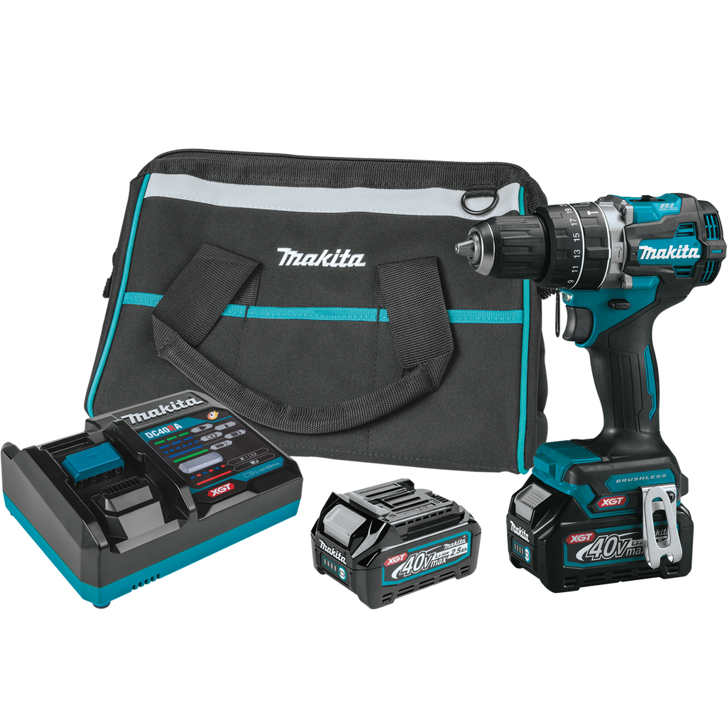Makita (GPH02D) 40V MAX XGT Compact Brushless Cordless 1/2" Hammer Driver-Drill Kit (2.5Ah) - GPH02D