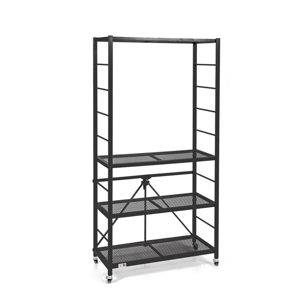 Origami 3 Pack Folding Steel Storage Rack, Adjustable Shelves, R2 Series, Black - 415215