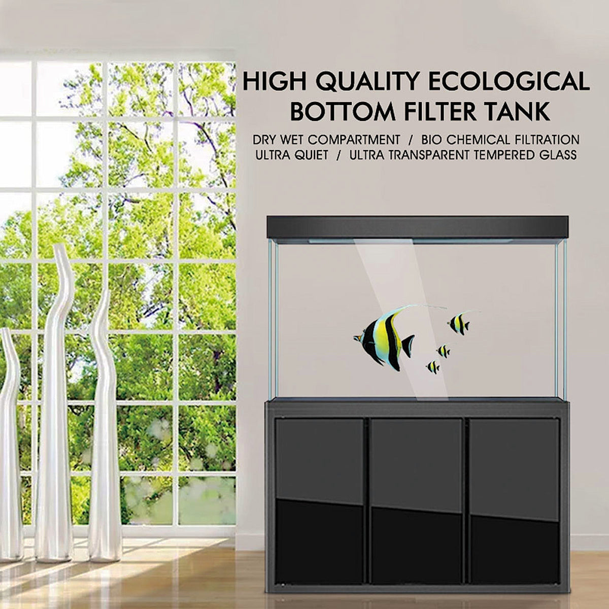 Aqua Dream 135 Gallon Tempered Glass Aquarium Black AD-1260-ABK