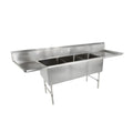 John Boos 3B20304-2D24 Three-Compartment Sink with Two 24" Drainboards - JB3B203042D24