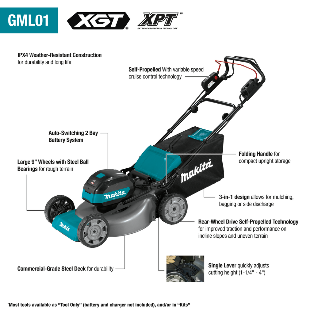 Makita 40V Max XGT Brushless 21 In. Self‑Propelled Commercial Lawn Mower Kit & FREE Makita GRU01M1 - GML01PL