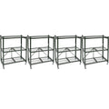Origami R3 Foldable 3-Tiered Shelf Storage Rack & Wheels, Pewter (4 Pack) - 253008
