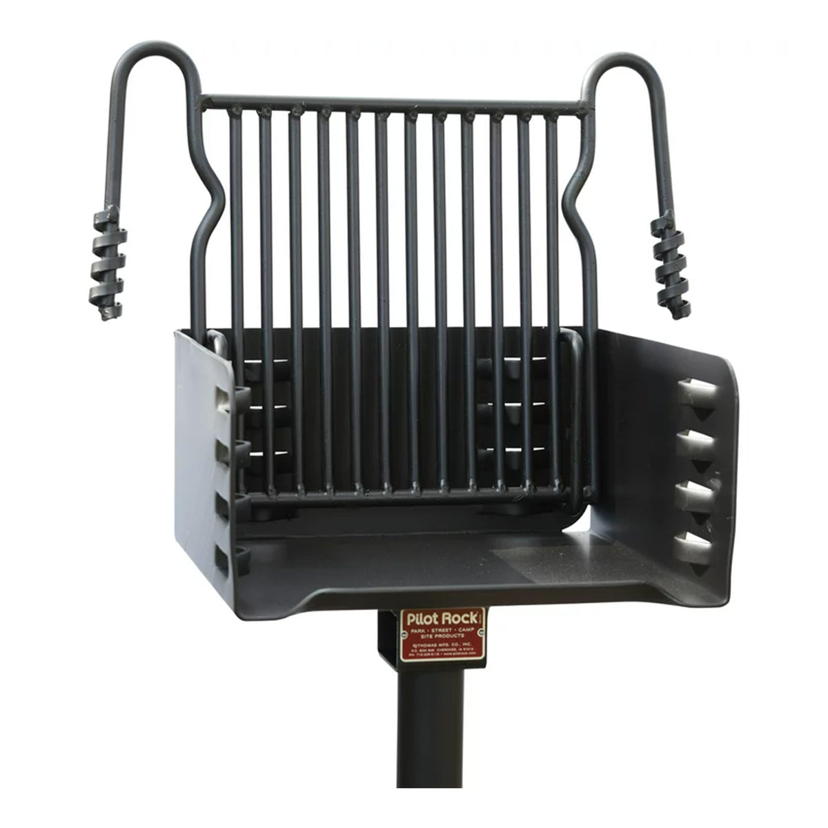 Pilot Rock Park Style Steel Outdoor BBQ Charcoal Grill and Post, Black (3 Pack) - 404010