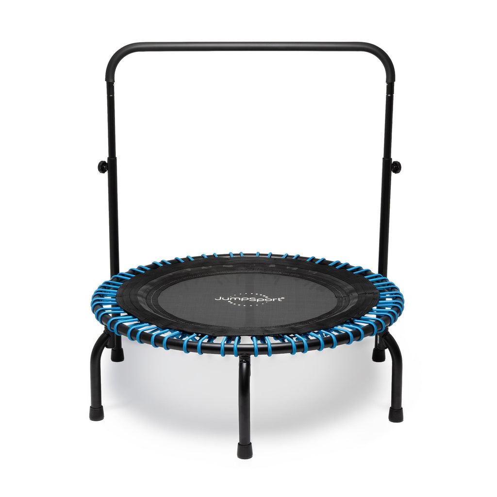 Disc-O-Bed JumpSport 350 Series 39" Trampoline & Handle Bar Bundle, 30 Adjustable Bungees, Stable No-Tip Arched Legs, & 60 Day Streaming Trial - 404403