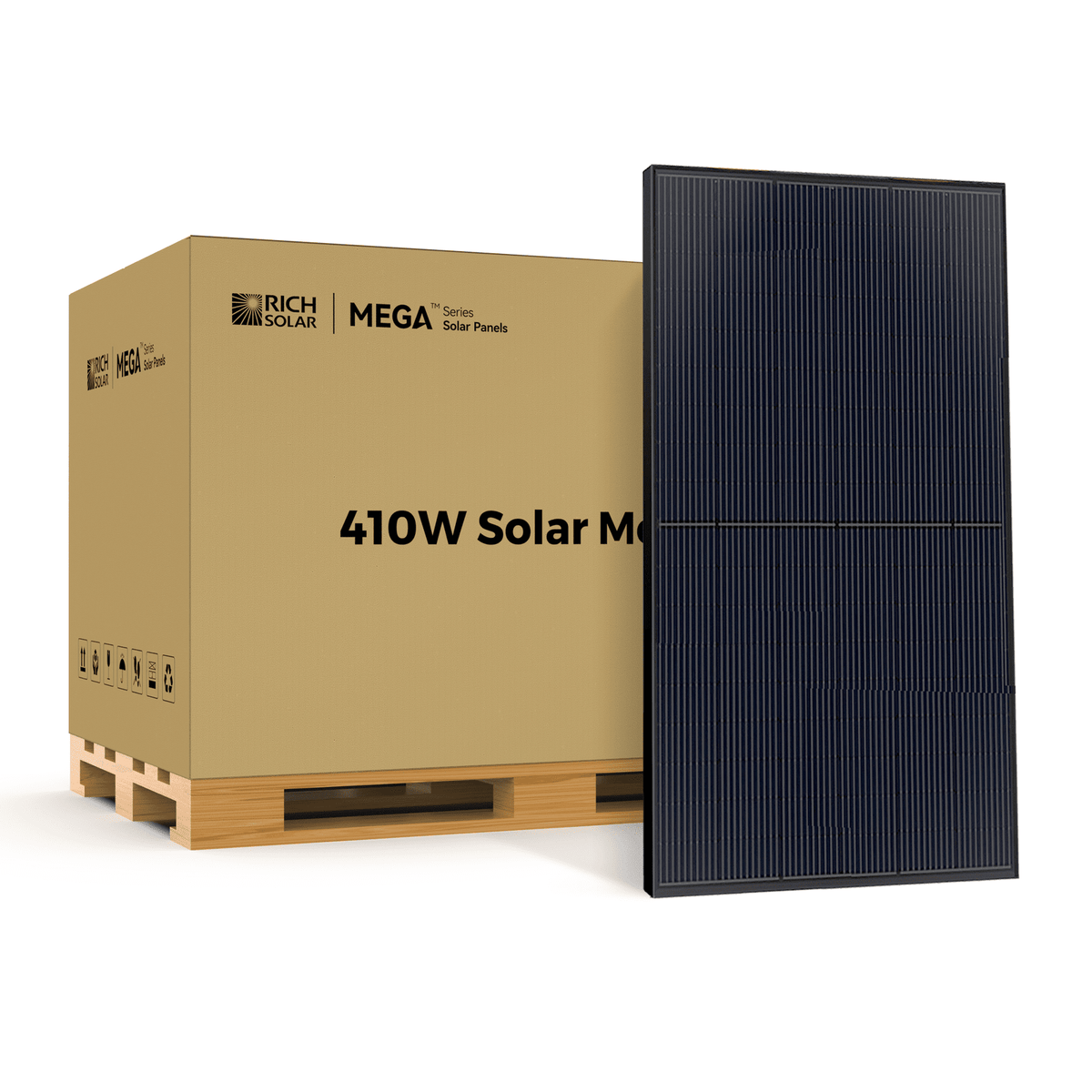 Rich Solar MEGA 410 Watt Monocrystalline Solar Panel | High Efficiency | Black Mono-facial Module | Grid-Tie | Off-Grid