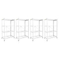 Origami 4-Pack R5-06W 4-Wheel 4-Shelf Folding Steel Wire Shelving Storage, White - 415205