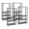 Origami 4 Pack Folding Steel Storage Rack, Adjustable Shelves, R2 Series, Black - 415216