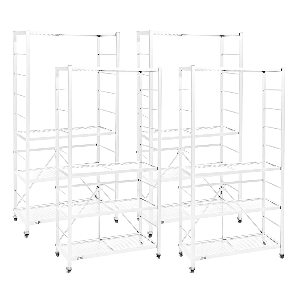 Origami 4 Pack Folding Steel Storage Rack, Adjustable Shelves, R2 Series, White - 415218