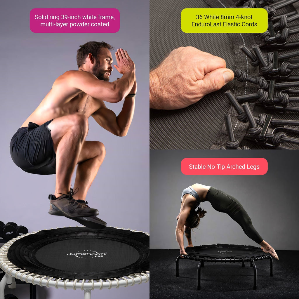 Disc-O-Bed JumpSport 350 PRO Fitness Trampoline, Cardio Workout Equipment, 39 Inch, Elevate - 415465