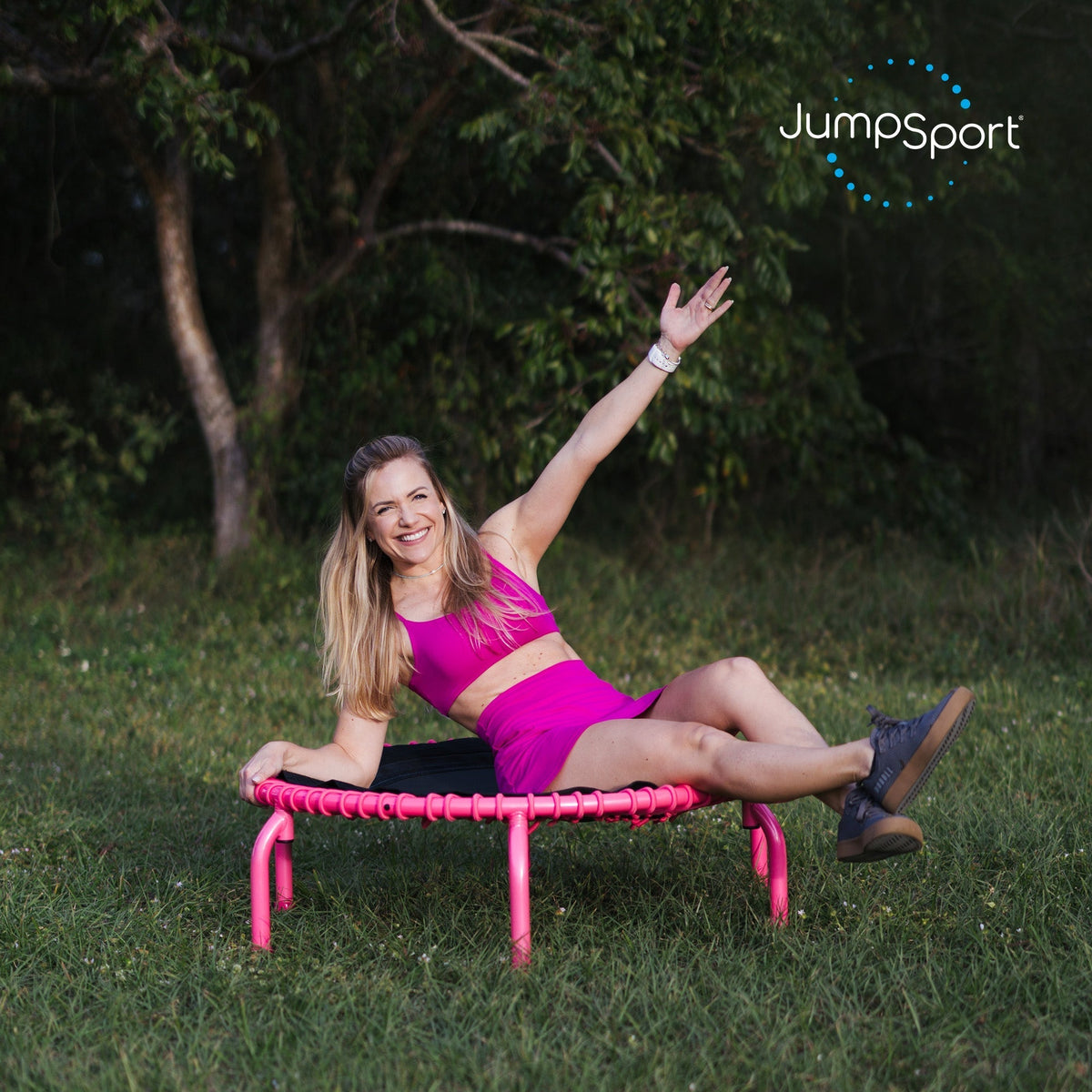 Disc-O-Bed JumpSport 350 PRO Fitness Trampoline, Cardio Workout Equipment, 39 Inch, Blossom - 415466