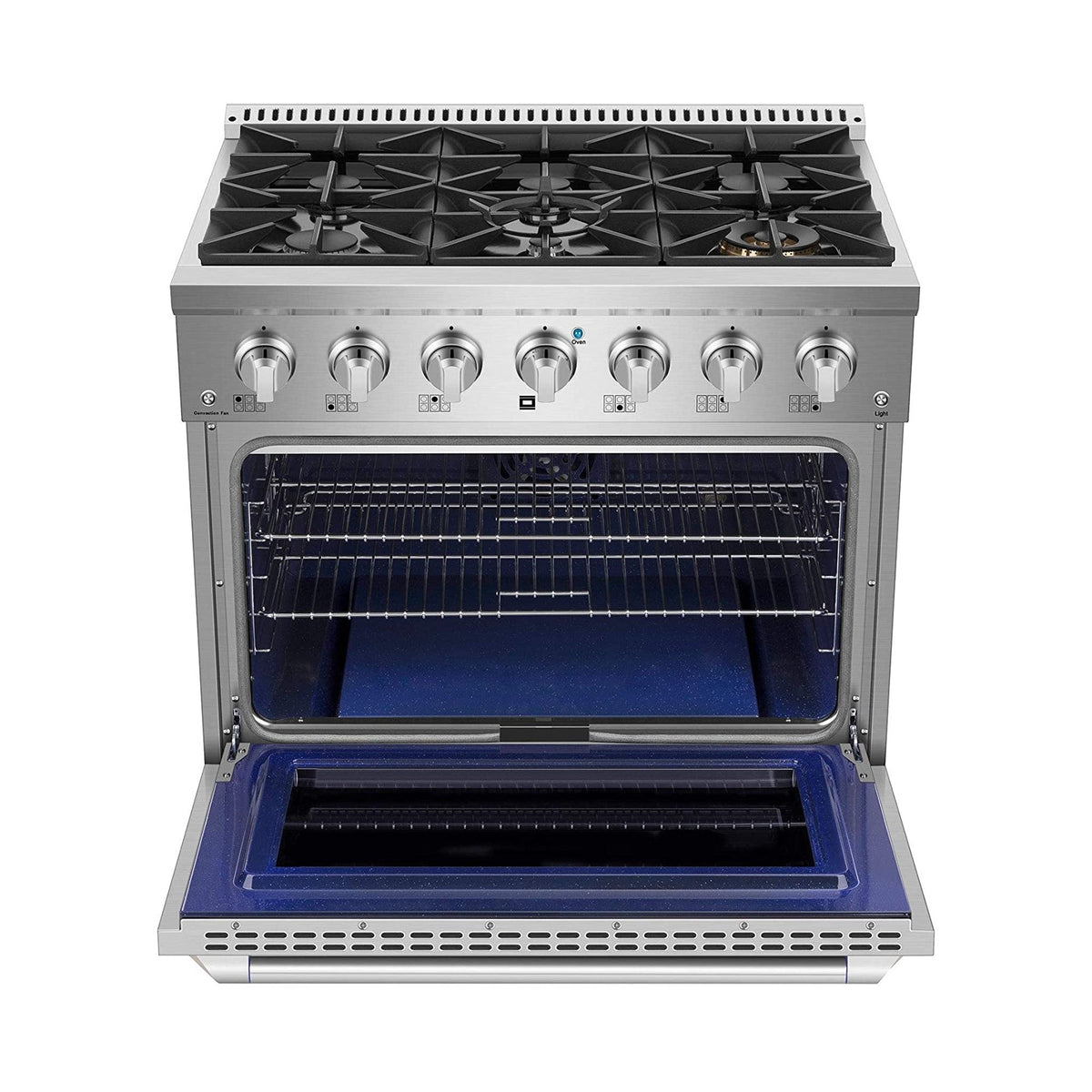 Awoco 36” Freestanding 6 Burners Range with 4.5 cu ft. Convection Oven and 2 Racks - JK36A1-T-NG